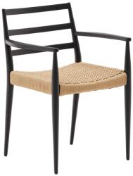 Kave Home Fekete tölgy étkezőszék Kave Home Analy zsinórral, karfával (LF-C0100177CP46)