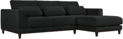 Windsor & Co Fekete kordbársony sarokkanapé Windsor & Co Leon 260 cm, jobb (WIN_RC_100_F1_LEON8)