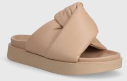 Inuikii bőr papucs Soft Crossed bézs, női, platformos, 70104-140 - bézs Női 36