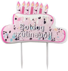 Szülinapi gyertya 9cm - Boldog szülinapot! - rózsaszín