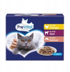 PreVital Prevital-z csirke, borjú és lazac szószban macskáknak 12x100g