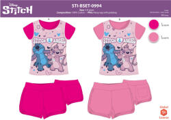 Disney Stitch pamut nyári együttes kislányoknak - póló-rövidnadrág szett - pink - 116 (EvSTI0994_pin_116)