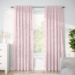 Goldea draperie 100% bumbac - inimioare pe roz pudră 240x150 cm