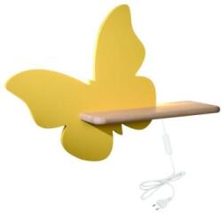 Aplica de perete BUTTERFLY 5W LED 4000K IQ KIDS cu cablu, comutator si ștecher galben