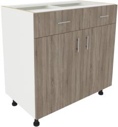 haaus Corp Baza Karo, 2 Sertare, 2 Usi, Stejar Sonoma Inchis/Alb, 80 x 50 x 80 cm (917487)
