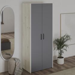 haaus Dulap Malmo, 2 Usi, cu polite, Stejar Alb/Antracit, 81 x 52 x 200 cm (922894)