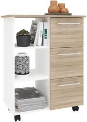 haaus Corp Mobil Loma, 3 Sertare, 3 Rafturi, Stejar Sonoma/Alb, 64 x 35 x 85 cm (916688)