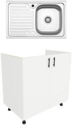 haaus Set Masca Chiuveta Karo, Alb, 80 x 50 x 80 cm, Chiuveta Inox, Cuva dreapta (922344)