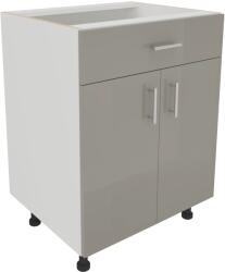 haaus Corp Baza Karo, 1 Sertar, 2 Usi, Gri Lucios/Alb, MDF, 60 x 50 x 80 cm (924225)