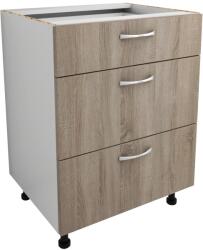 haaus Corp Baza Karo, 3 Sertare, Stejar Sonoma Inchis/Alb, 60 x 50 x 80 cm (911980)