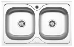 haaus Chiuveta Sanobi, 2 Cuve universale, Inox lucios, pe masca, 80 x 50 cm (21115)