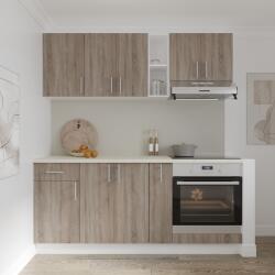 haaus Set Bucatarie Karo V9, Stejar Sonoma Inchis/Alb, Blat Thermo 28 mm, L 180 cm