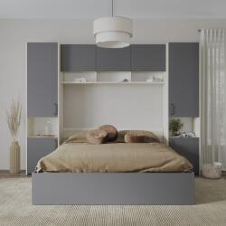 haaus Set dormitor Malmo V11, Pat 200 x 140 cm, Stejar Alb/Antracit (923174)