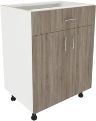 haaus Corp Baza Karo, 1 Sertar, 2 Usi, Stejar Sonoma Inchis/Alb, 60 x 50 x 80 cm (917470)