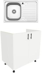 haaus Set Masca Chiuveta Karo, Alb, 80 x 50 x 80 cm, Chiuveta Inox, Cuva stanga (922337)