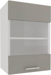 haaus Corp Superior Karo, O Usa, cu sticla, Gri Lucios/Alb, MDF, 40 x 30 x 60 cm (924201)