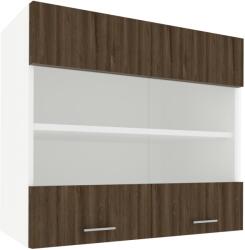 haaus Corp Superior Karo, 2 Usi, cu sticla, Stejar Bronz/Alb, 80 x 30 x 60 cm (917388)