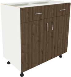 haaus Corp Baza Karo, 2 Sertare, 2 Usi, Stejar Bronz/Alb, 80 x 50 x 80 cm (917401)