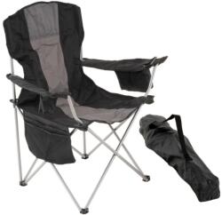 Garthen Scaun de camping pliabil XL cu geantă frigorifică, negru/gri (SC00253)