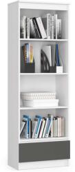 AKORD CLP Nyitott Könyvespolc Laminált Fehér-Szürke Fiókkal (2272)