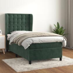 vidaXL sötétzöld bársony rugós ágy matraccal 80 x 200 cm (3129420)