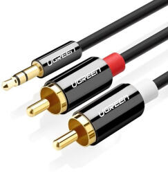 UGREEN AV116 kábel 3, 5 mm-es Jack 2RCA-hoz (Cinch) 1 m (fekete) (10749B) - kamerapro