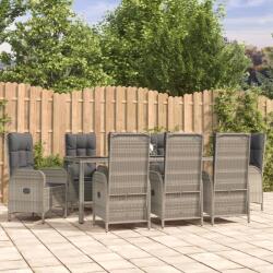 vidaXL 9 részes szürke polyrattan kerti étkezőgarnitúra párnával (3185028) - vidaxl