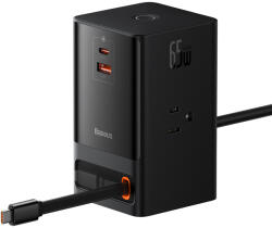 Baseus Incarcator 3 x AC, USB, Type-C cu Cablu Type-C, 65W, US Plug - Baseus (PSLR000101) - Black