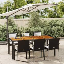 vidaXL 7 részes fekete polyrattan kerti étkezőgarnitúra párnával (3184991) - vidaxl