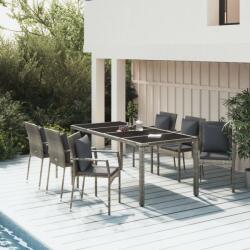 vidaXL 7 részes szürke polyrattan kerti étkezőgarnitúra párnával (3157961) - vidaxl