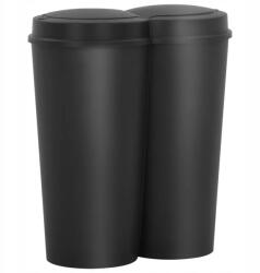 vidaXL Dupla szemeteskosár, fekete, 50 L (150692)