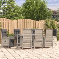 vidaXL 9 részes szürke polyrattan kerti étkezőgarnitúra párnával (3185037) - vidaxl