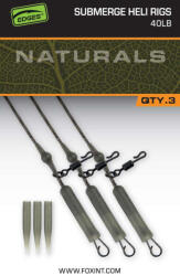 FOX EDGES Naturals Submerged Heli rigs 40lb x 3 - SÜLLYEDŐ ÓLOMMENTES BOJLIS HELIKOPTER SZERELÉK 40LB (CAC849)