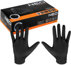 NEO TOOLS Munkakesztyű, perforált nitril, fekete, 100db, L (97-691-L) - szerszamhaz