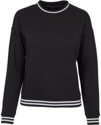 Build Your Brand Női pulóver csíkos szegéllyel - Fekete / fehér | 2XL (BY105-1000278914)