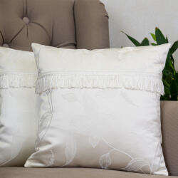 Hiko Set 2 perne decorative brodate, cu fata detasabila, Hiko Ivoire Fantasy cu banda decorativa 2x40x40cm (10005537)