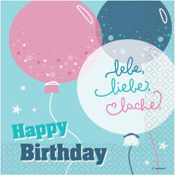 Amscan Happy Birthday Lebe, Liebe, Lache szalvéta 16 db-os 33x33 cm (DPA9920086)