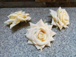  Rózsa nyílott selyemvirág fej 8 cm - Krém