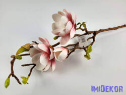 Magnolia 2 fej + bimbó real touch élethű ág 80 cm - Rózsaszínes