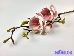 Magnolia 2 fej + bimbó real touch élethű ág 80 cm - Világos Lilás