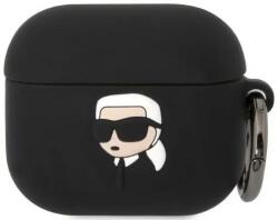 Karl Lagerfeld AirPods 3 husă neagră din silicon Karl Head 3D (KLA3RUNIKK)