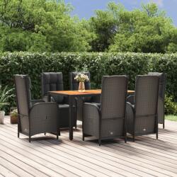 vidaXL Set mobilier de grădină cu perne, 7 piese, negru, poliratan (3185077) - comfy
