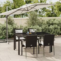 vidaXL Set mobilier de grădină cu perne, 5 piese, negru, poliratan (3184977) - comfy