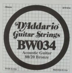 D'Addario BW034 80/20 BRONZE 034 Coardă individuală pentru chitară (BW034)