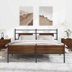 vidaXL barna tölgy színű fém ágykeret matrac nélkül 183 x 213 cm (3325137)