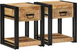 vidaXL 2 db tömör nyers mangófa éjjeliszekrények 40x40x50 cm (4016701)
