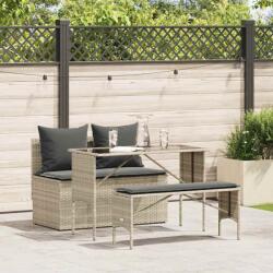 vidaXL 3részes világosszürke polyrattan kerti étkezőgarnitúra párnával (4104186) - vidaxl