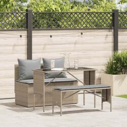 vidaXL 3 részes bézs polyrattan kerti étkezőgarnitúra párnákkal (4104184) - vidaxl