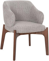 Scaun dining Abai, lemn masiv, tesatura boucle, nuanta gri deschis/maro, 65x63x79 cm (HM9971.03)