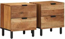 vidaXL 2 db tömör akácfa éjjeliszekrény 40 x 33 x 46 cm (4017755)